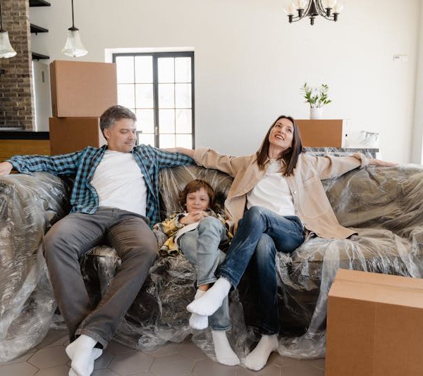 a family that just moved into a new house